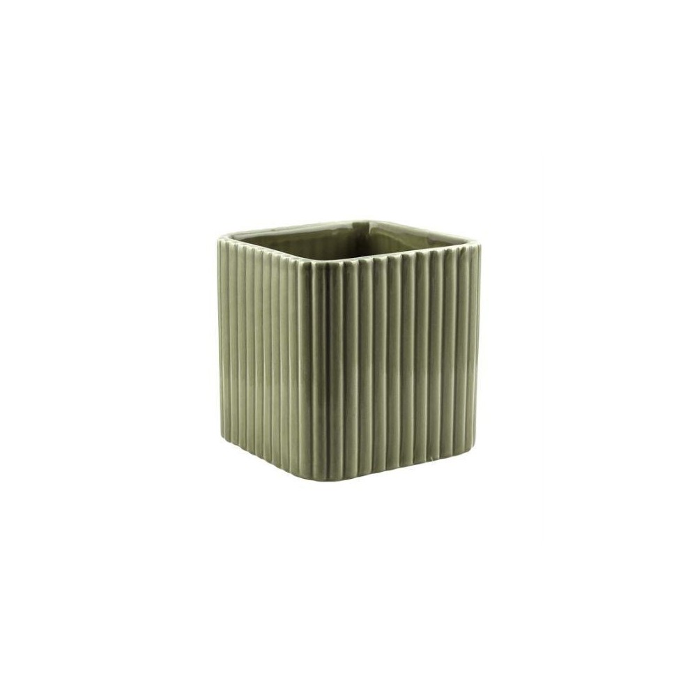 CUBO RIGATO CERAMICA VERDE H.13.5